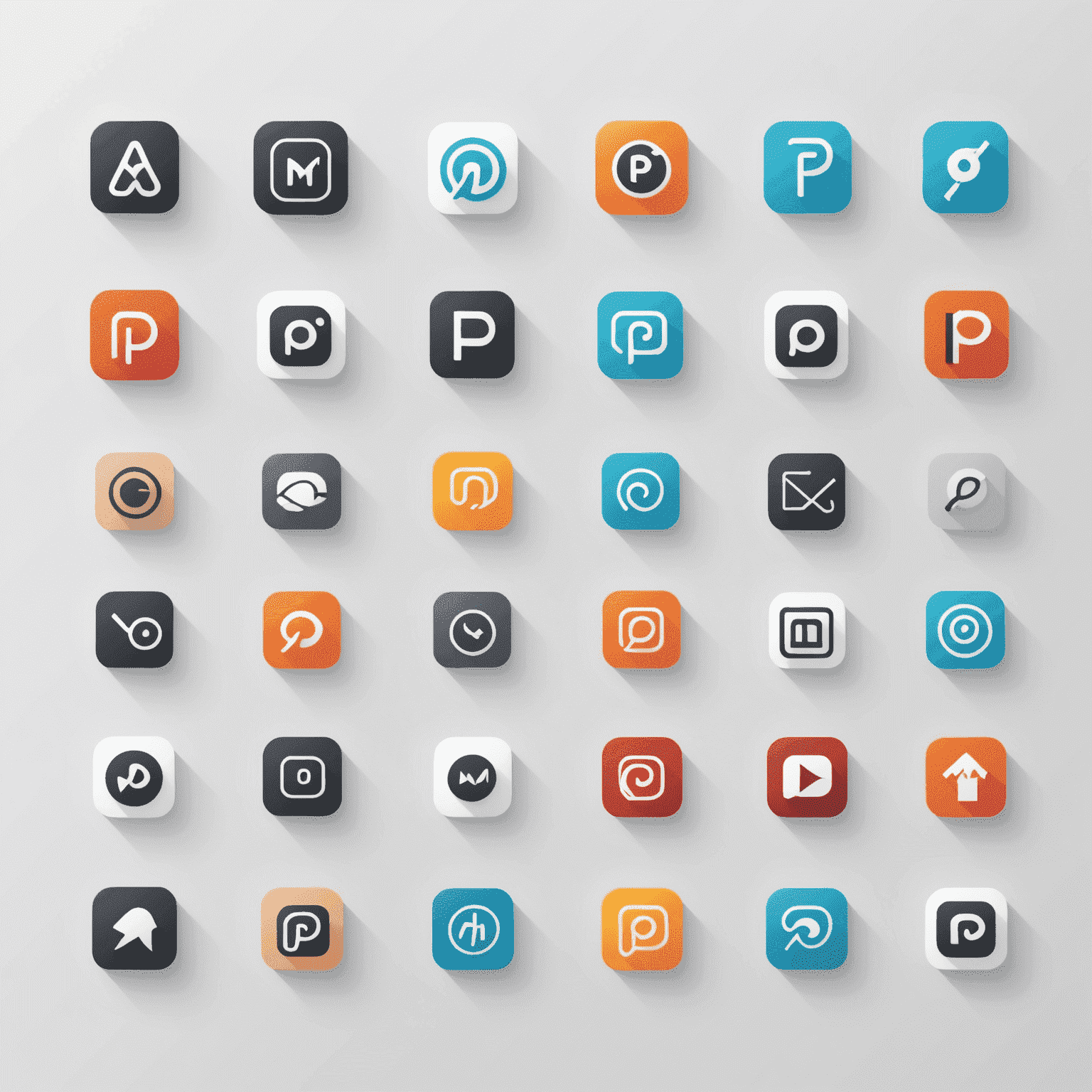 Imagen que muestra varios iconos de herramientas de diseño digital como Adobe Photoshop, Sketch, Figma, etc. en un estilo minimalista sobre un fondo blanco